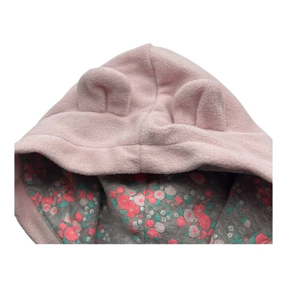Lot Of 2 Carter’s Baby Hooded Fleece One Piece 6-9M Heart Pink Floral Pocket - Picture 3 of 16